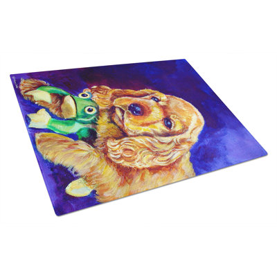 East Urban Home Cocker Spaniel with Frog Glass Cutting Board