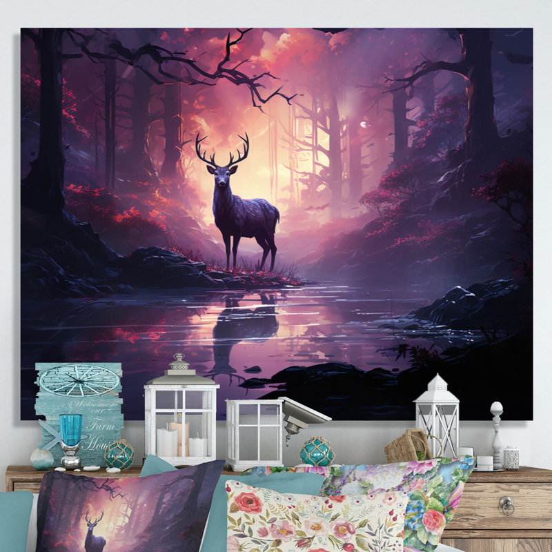 Deer Whispering Mist II - impression, Toile tendue, H 16 po x l 32 po x P 1 po