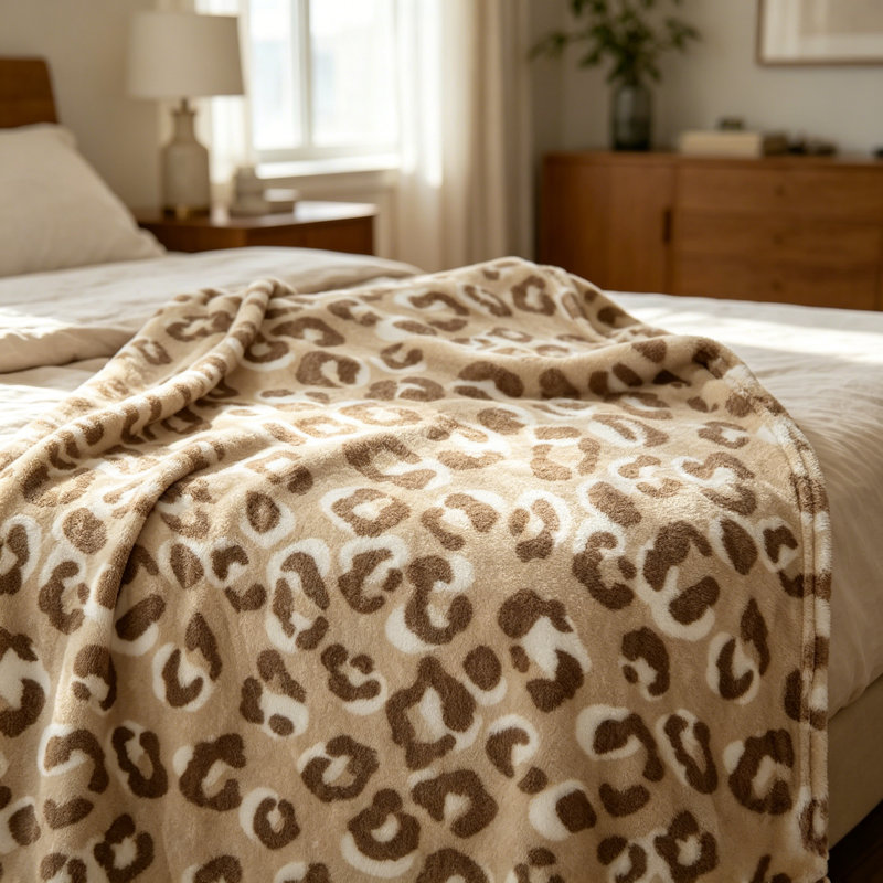Jeté en flanelle Leopard