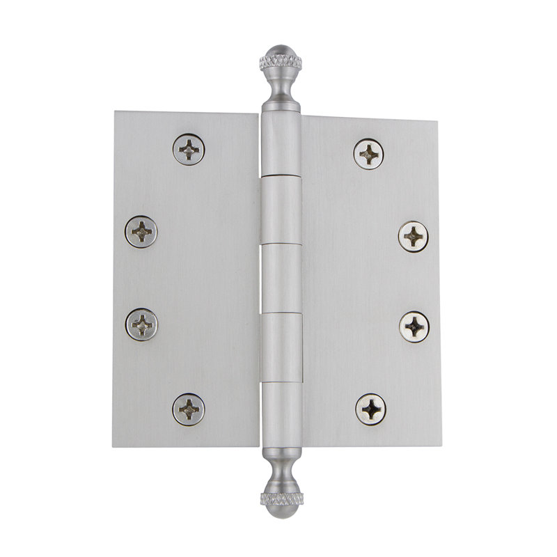 4.5'' x 4.5'' Brass Butt Bearing Hinge, Satin Nickel