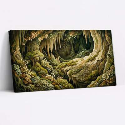 «Mossy Cave Interior with Glowing Spores», art mural sur toile
