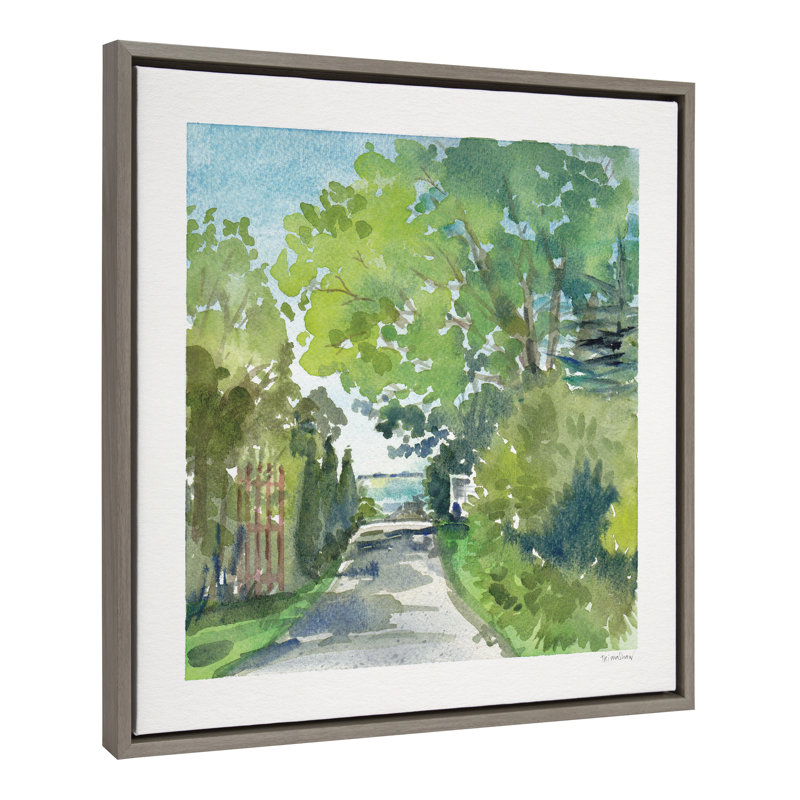 «The Lane and Sea» par Patricia Shaw, reproduction d'art sur toile encadrée, Gris, H 30 po x l 30 po