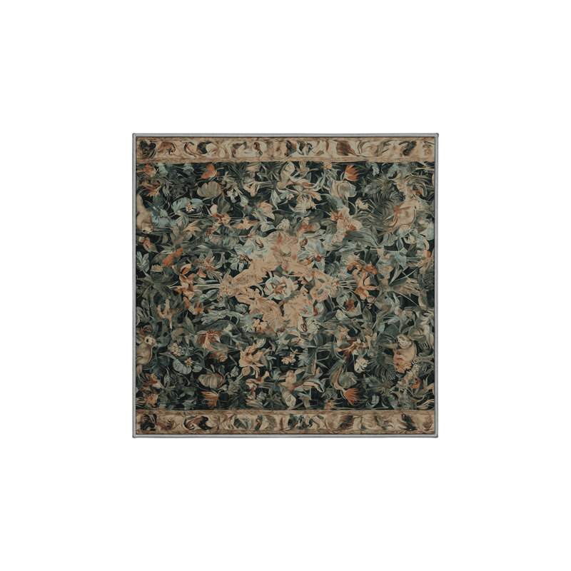 Machine Washable Brown Area Rug, Square 7'