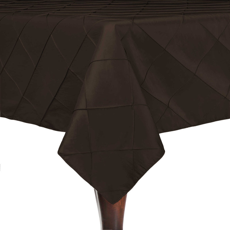 Ultimate Textile Embroidered Pintuck Taffeta 48 X 72-Inch Rectangular Tablecloth Espresso Dark Brown