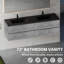 Meuble-lavabo suspendu de 183 cm (72 po) avec deux lavabos en quartz noir sable, quatre tiroirs à fermeture amortie, entièrement assemblé, gris ciment, GF 24V12 72GR W1573P155850, propre et fonctionnel, faible absorption d'eau