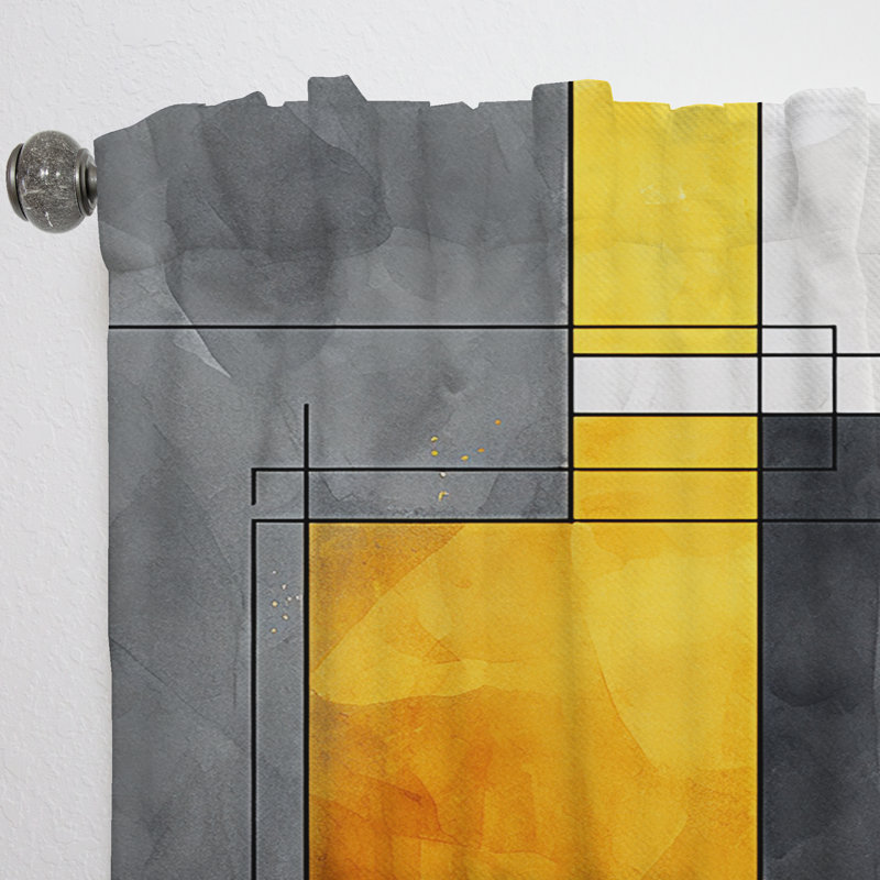 Ashwini - Rideau obscurcissant géométrique abstrait - 1 panneau, L 52 po x L 108 po
