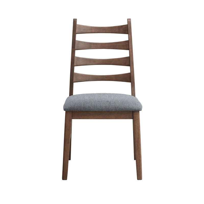 Chaise d'appoint en lin et noyer, ensemble de 2, Gris foncé