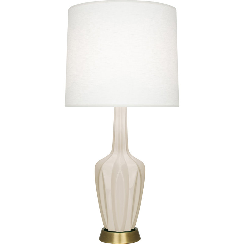 Petite lampe d'appoint Emma, H 34,25 po x l 7,38 po x P 15 po, Os glacé, Céramique / métal
