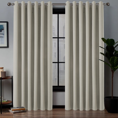 Linen Blackout Eyelet Curtains - Thermal Insulated Room Darkening Window Panels