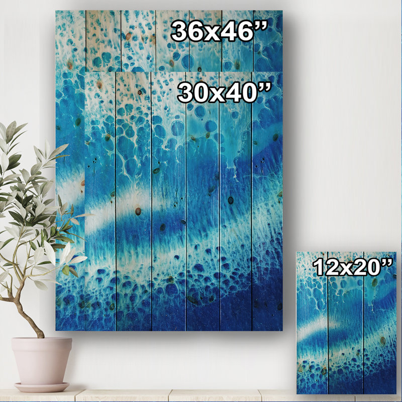 «Waves Epoxy Resin Art I», reproduction d'art sur bois sans cadre, H 46 po x l 36 po x P 1,5 po