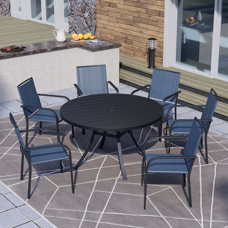 6 - Person Round Patio Dining Set With Stackable Chairs