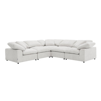 5 Linen Sectional, 44.2 In. Depth, Foam And Down Feather 6 Sectional In Linen, Pillow Top Armrest, 45“d X 38"w 23"h