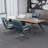 Blue Genuine Leather Executive Office Chair with Aluminum Frame-1710331758