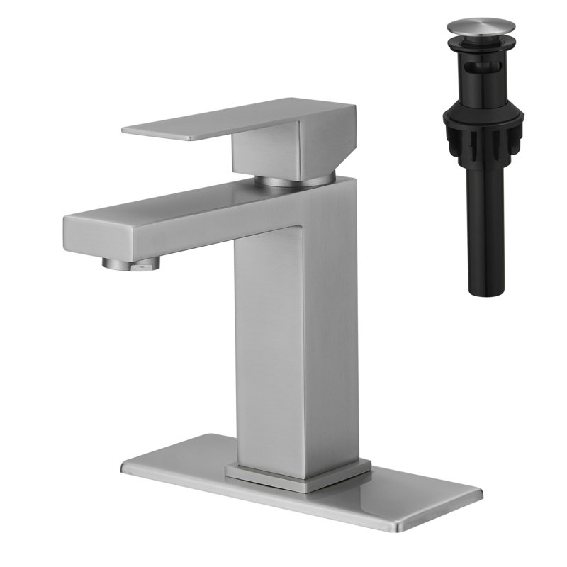 Single Handle Brass Bathroom Sink Faucet, Brushed Nickel