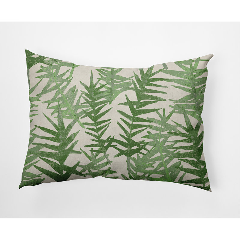 Spikey Floral Reversible Throw Pillow, Green