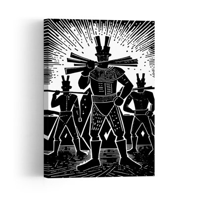 Powerful Tribal Warriors Bold Dramatic Energetic Architecture Wall Art Print by Lembayung Senja Studio - Wrapped Canvas Print