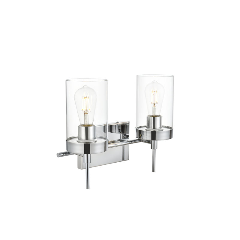 Éclairage pour meuble-lavabo à intensité variable Annisha, Chrome, H 11 po x l 14 po x P 14 po, Deux lumières