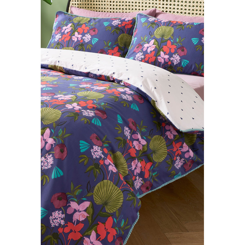 Christofer Cotton Blend Floral Duvet Cover Set with Pillowcases Quilt Cover Soft and Breathable , Double