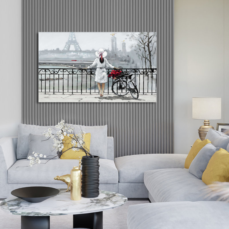 «Lady in Paris» par E. Anthony Orme - Peinture, L 30 po x H 18 po, Toile tendue