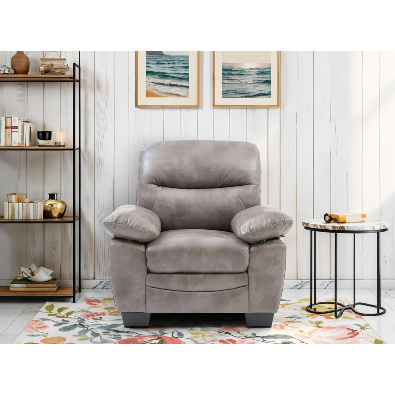 Pingry Faux Leather Chair, Gray Faux Leather