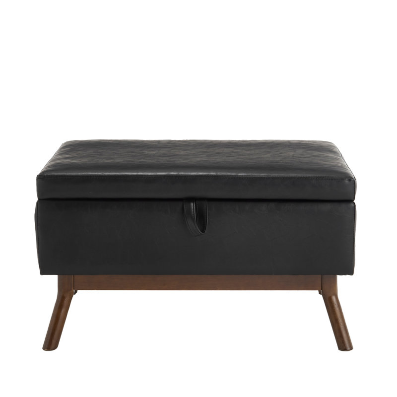 Storage Coffee Table,Ottoman, Black PU