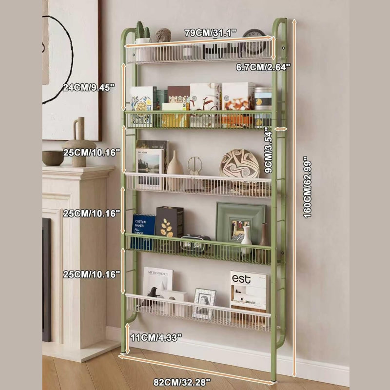 160 cm H Steel Bookcase, 160 cm H x 82 cm W x 9 cm D x, Green
