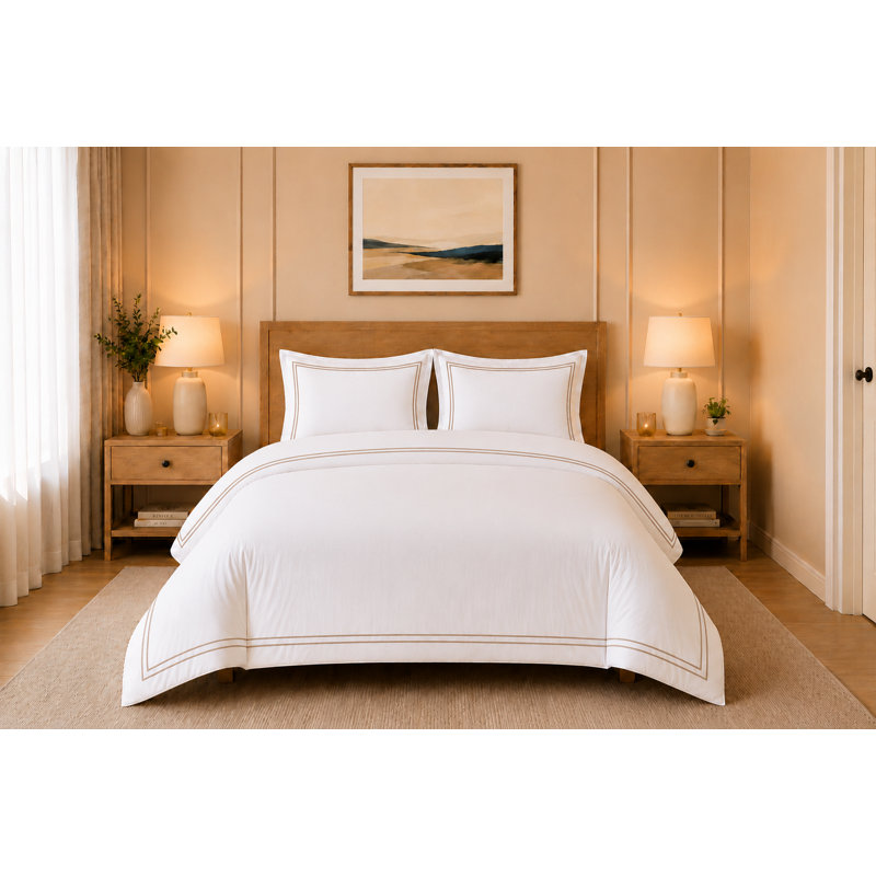 Bedding, White & Natural, Double Bed (200 x 220 cm)