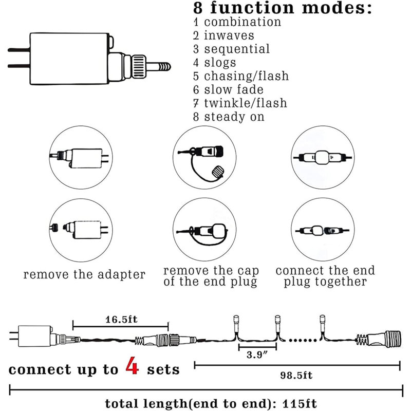 300 - Bulb 98.5'' Plug-in LED String Light, Blue