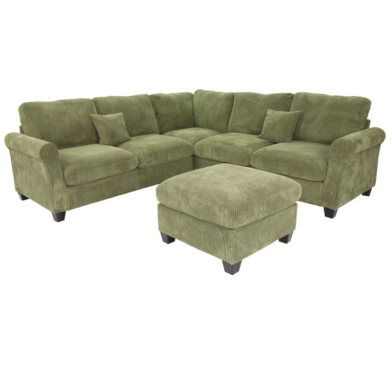 Isela 4 - Piece Upholstered Sectional, Sage Corduroy