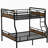 Metal Full Xl Over Queen Bunk, Enhances Bedroom Space, Black Safe Climbing With Non-Slip Steps,