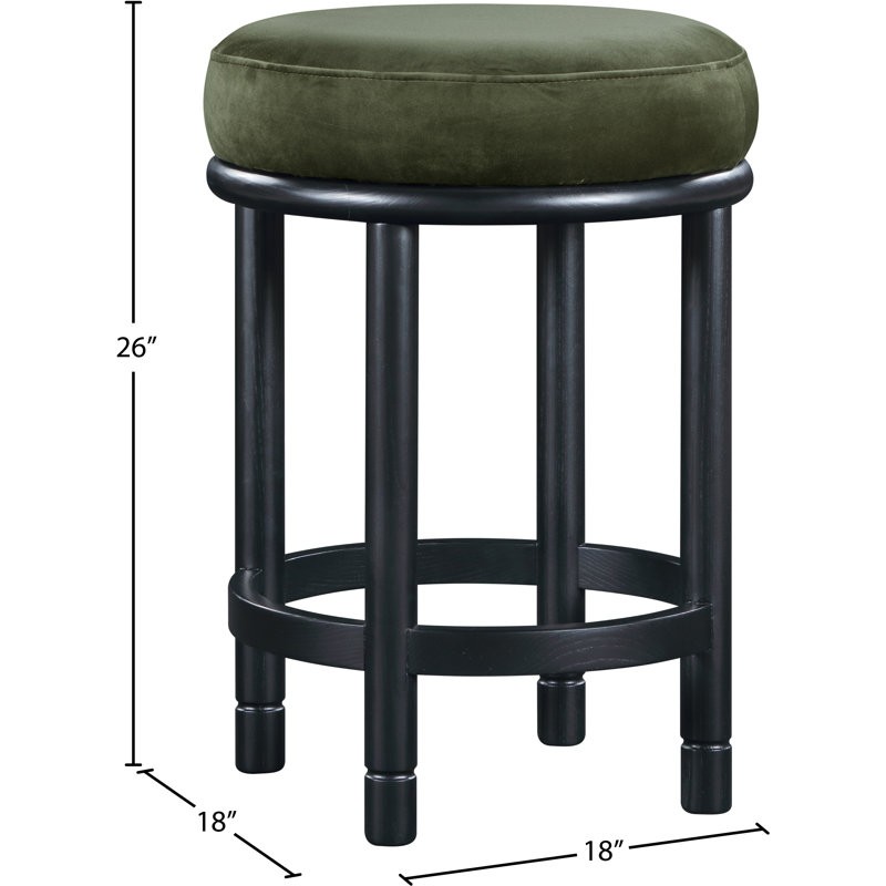 Tabouret de comptoir en velours Monette, Velours vert, Brun