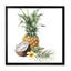 Ananas avec noix de coco, plumeria et feuilles de palmier - peinture sur toile à cadre flottant-59849879-59849880