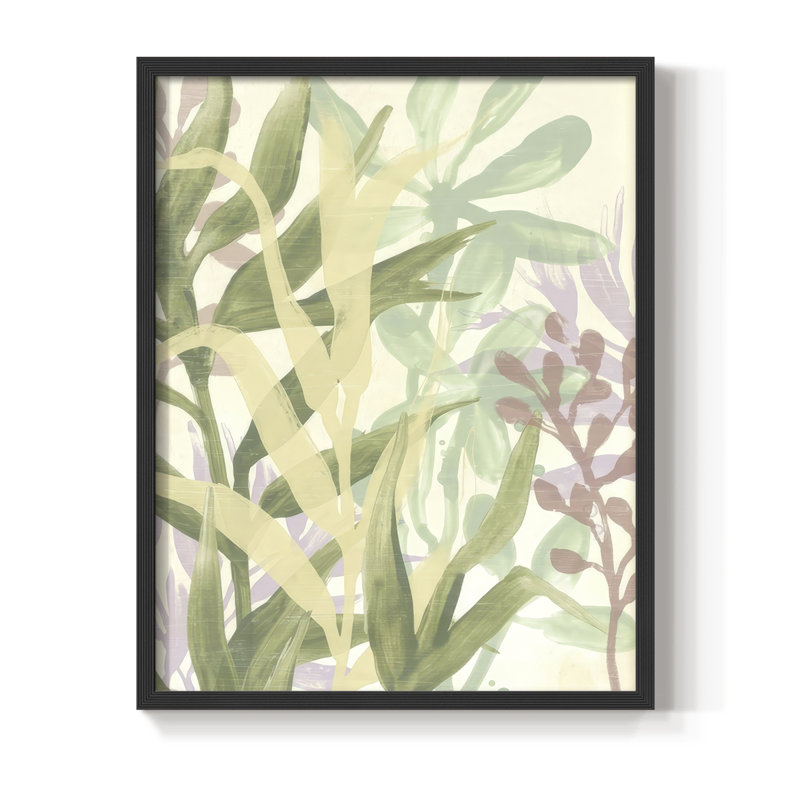 «Dreamy Tropical Leaves I», Noir, noir, noir, noir, H 15 po x l 12 po