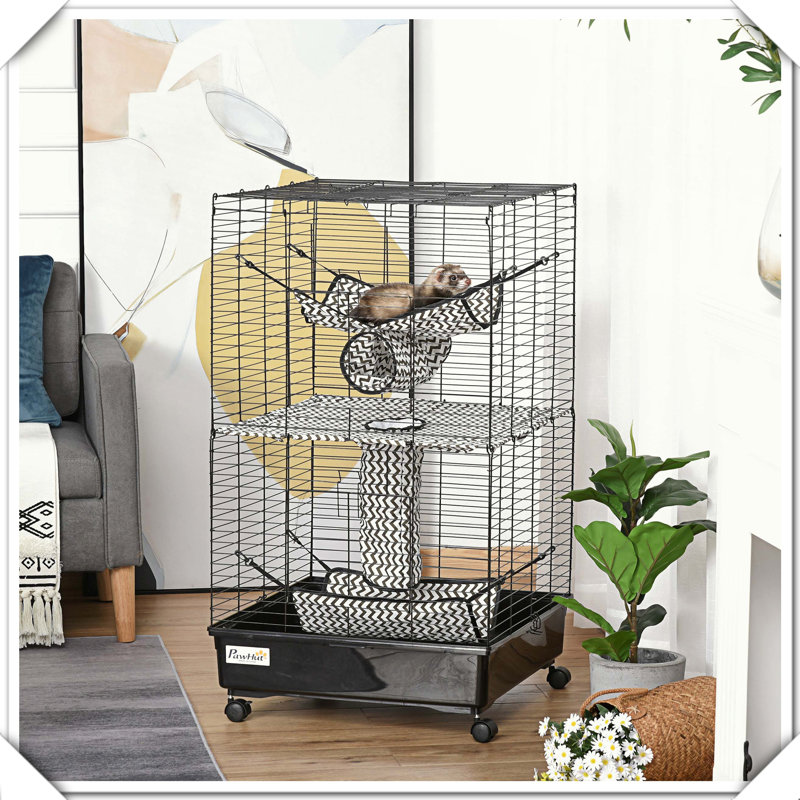 Cage à furet avec roues, freins et hamacs