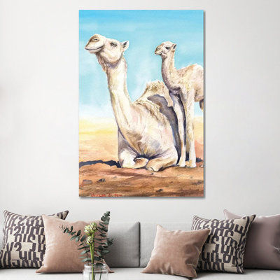 Camel And Calf by George Dyachenko - Wrapped Canvas Painting