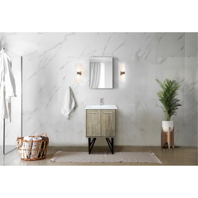 Meuble-lavabo rustique, surface en marbre, 18 po Miroir - meuble-lavabo de qualité avec plateau et conception spacieuse
