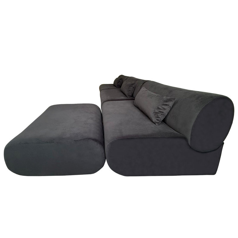 Canapé modulaire rembourré Vivienne, Velours noir