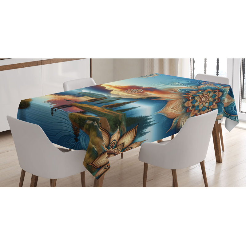 Javeriya Rectangle No Pattern Microfiber Tablecloth, 90" Rectangle