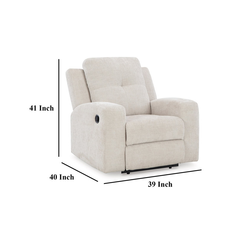 Fauteuil inclinable manuel Genna, polyester, coussin moelleux, Beige clair
