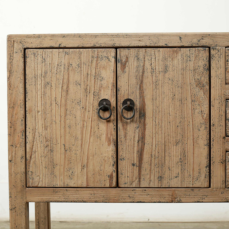 Three Drawers Console Table Weathered Natural with Distressed Gray