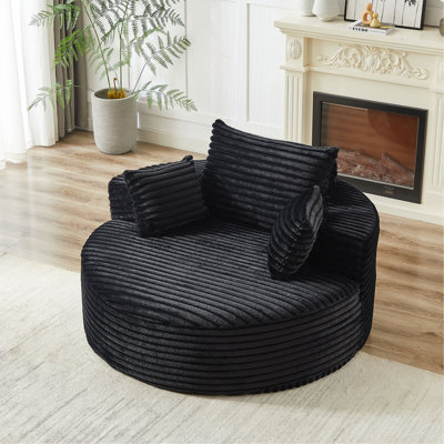 Fauteuil pivotant simple en mousse de 55 po en chenille Boneless, canapé moderne moelleux, fauteuil pivotant à 360 degrés pour le salon, la chambre à coucher, le salon et la salle de projection