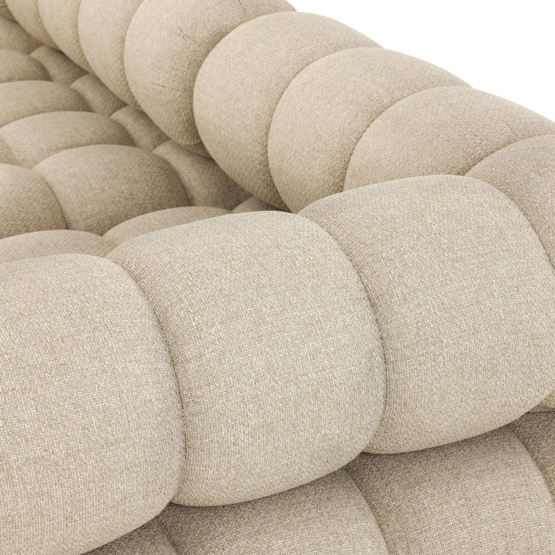 Roma Outdoor 3Pc Sectional W/ Ottoman-Hayes Cream, Hayes Cream Cushion/Stained Saddle Frame, Symmetrical
