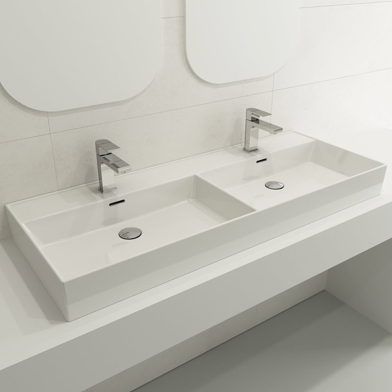 Milano 23.28 in. L Bathroom Sink, White