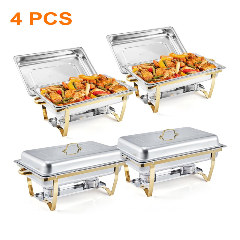 8 Qt Chafing Dish Buffet Set 4 Pack (silver)