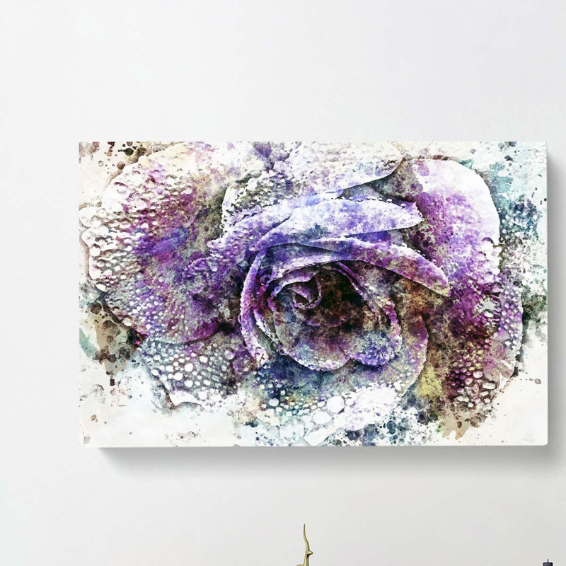 Purple Rose In Abstract - Wrapped Canvas, 50cm H x 76cm W x 3cm D