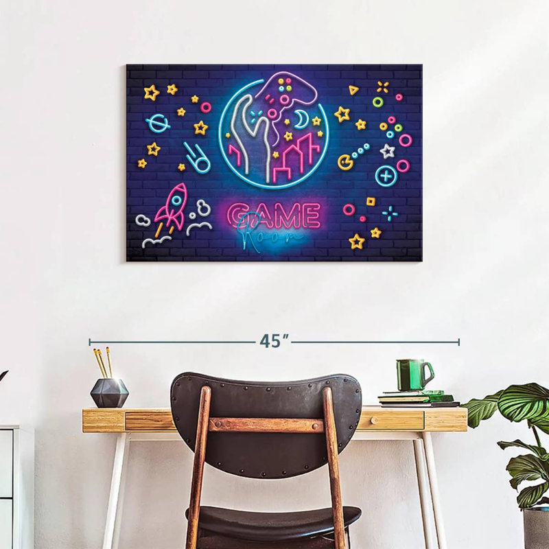 «Game Room», néons sur toile, H 24 po x l 36 po x P 1,25 po
