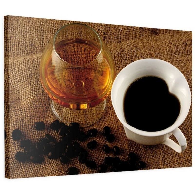 Leinwandbild Kaffee mit Cognac