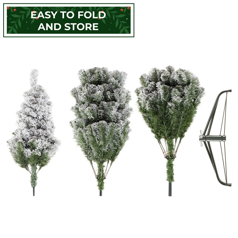 6ft Pre-Lit Snow-Flocked Pine Christmas Tree with Metal Stand