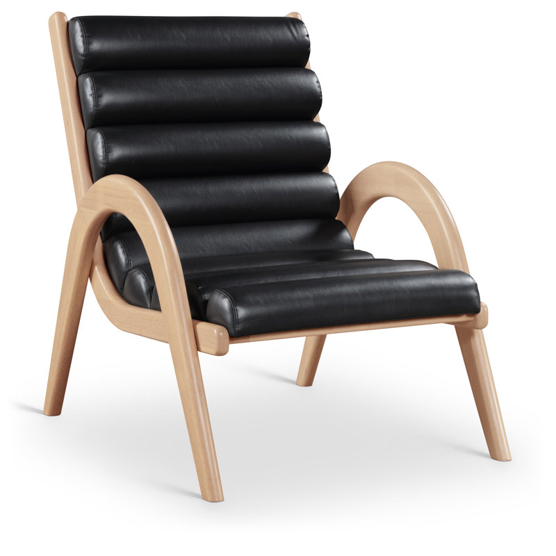 Fauteuil d'appoint en cuir Randal, Cuir végétalien noir, Naturel