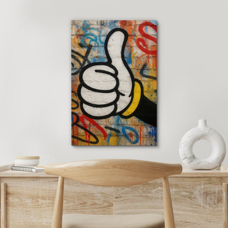 Graffiti, pouce levé à la main, Pop Art, impression sur toile encadrée, H 36 po x l 24 po x P 1,5 po, Toile tendue